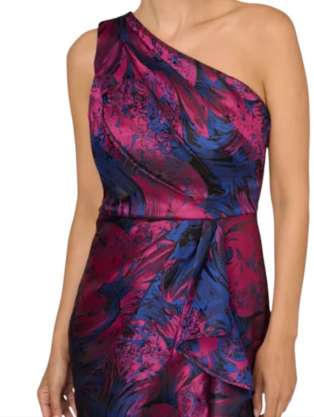 Adrianna Papell One Shoulder Jacquard Gown...Size 16 - Picture 3 of 9